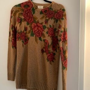 Urban Outfitters size small tan sweater with roses